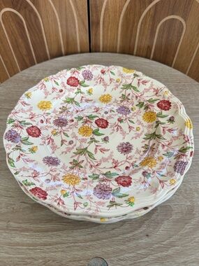 Vintage‎ Copeland Spode Bachelor’s Button Floral Ceramic Dinner Plates set of 4